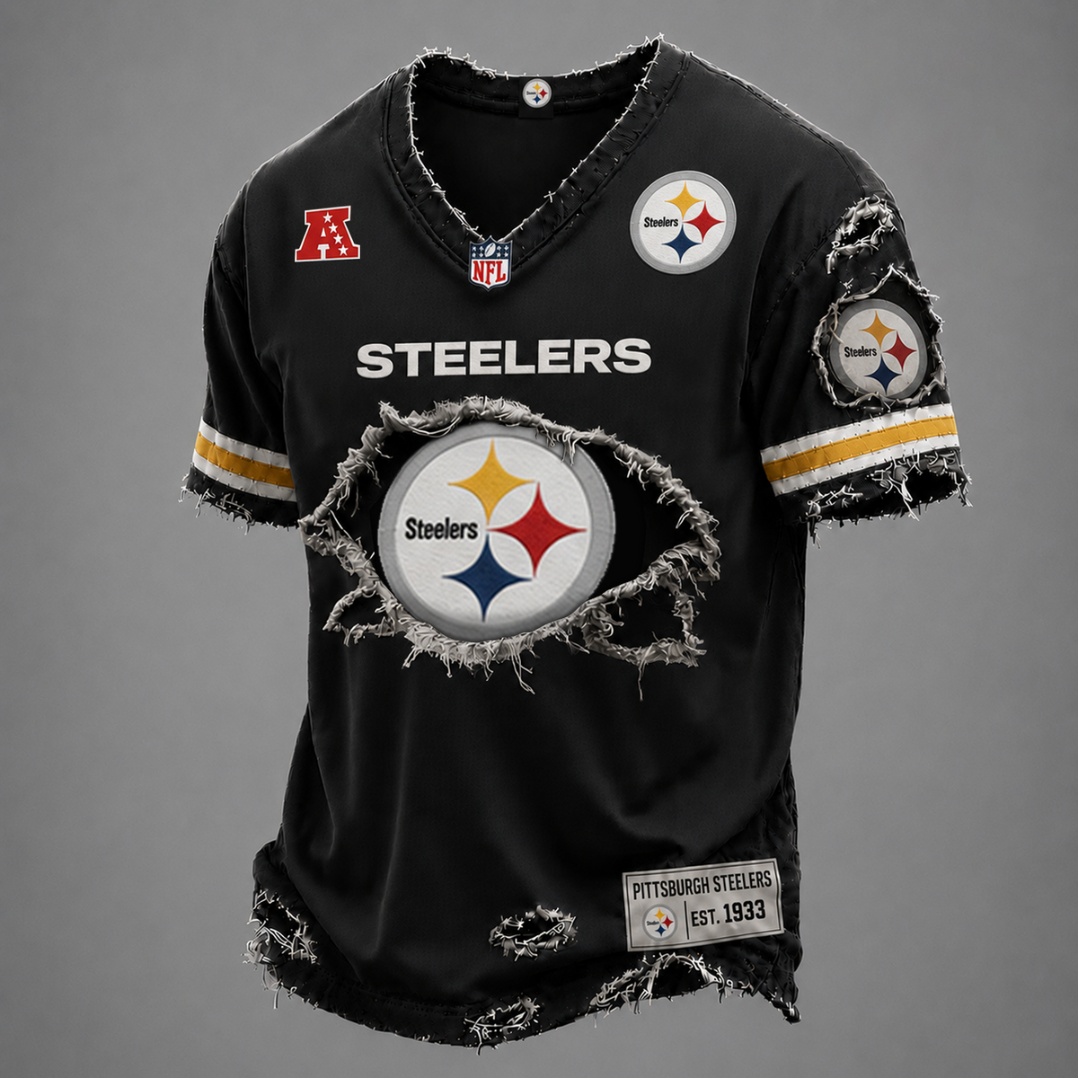 PIT x NFL LUXURY V-Neck T-Shirt V3 1906
