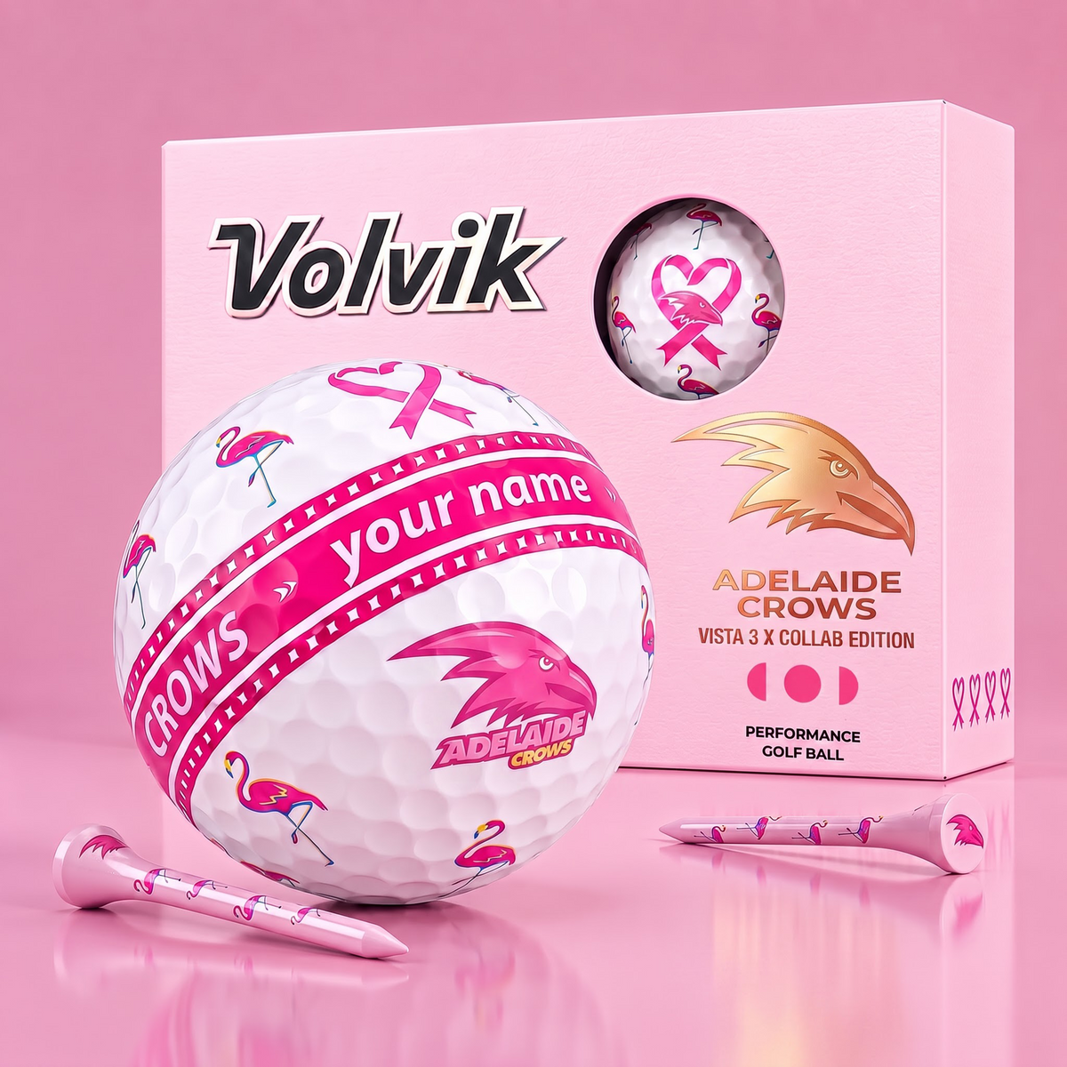PREMIUM AFL X AF EXCLUSIVE PERSONALIZED  VOLVIK BREAST CANCER  GOLF BALL SET LIMITED EDTION