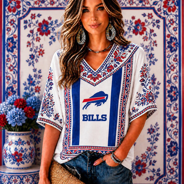 PREMIUM NFL X BB EXCLUSIVE SILK V-NECK WOMAN SHIRT LIMITED EDITION