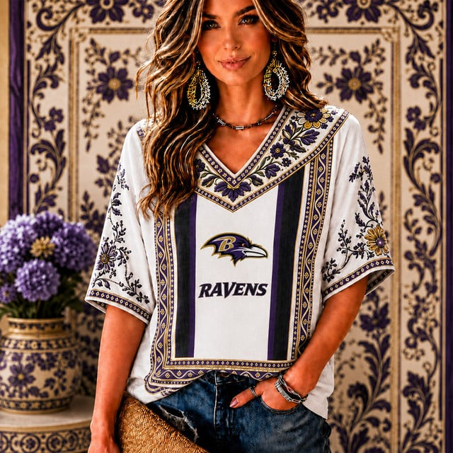 PREMIUM NFL X BR EXCLUSIVE SILK V-NECK WOMAN SHIRT LIMITED EDITION