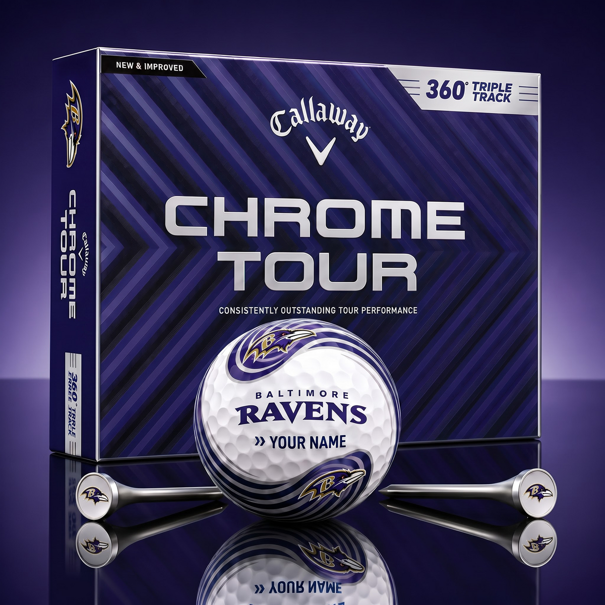 PREMIUM NFL  X BR Glam-Lux PERSONALIZED TIE-Dye GOLF BALL V33 LIMITED EDTION