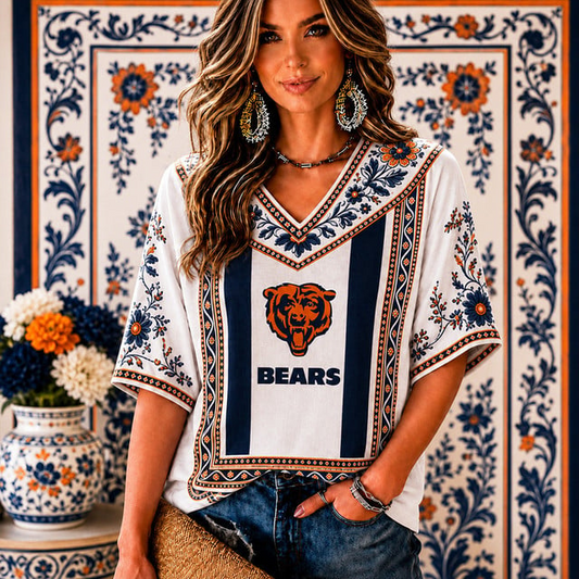 PREMIUM NFL X CB EXCLUSIVE SILK V-NECK WOMAN SHIRT LIMITED EDITION
