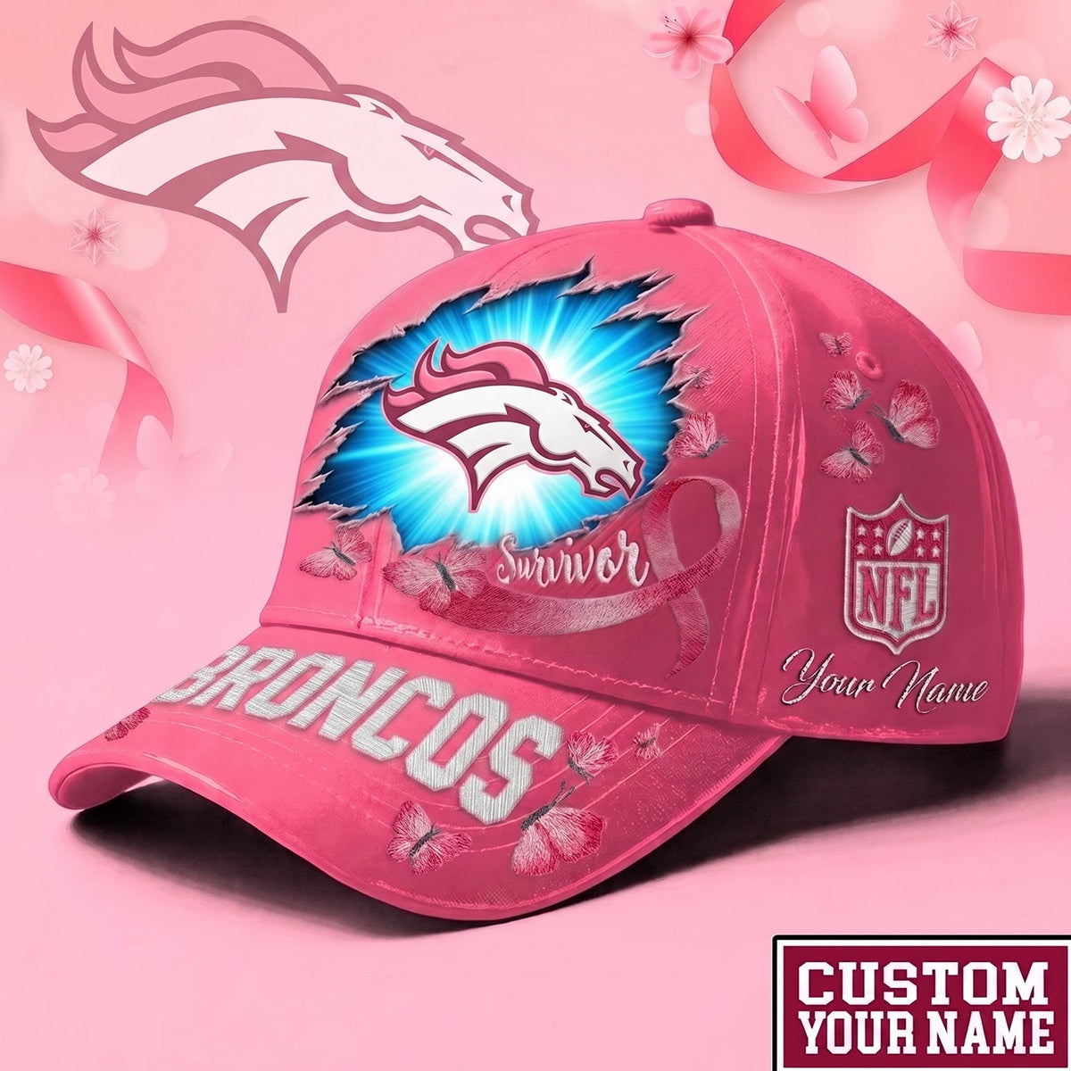 PREMIUM NFL X DEN Exclusive Breast Cancer SURVIOR CAP V3