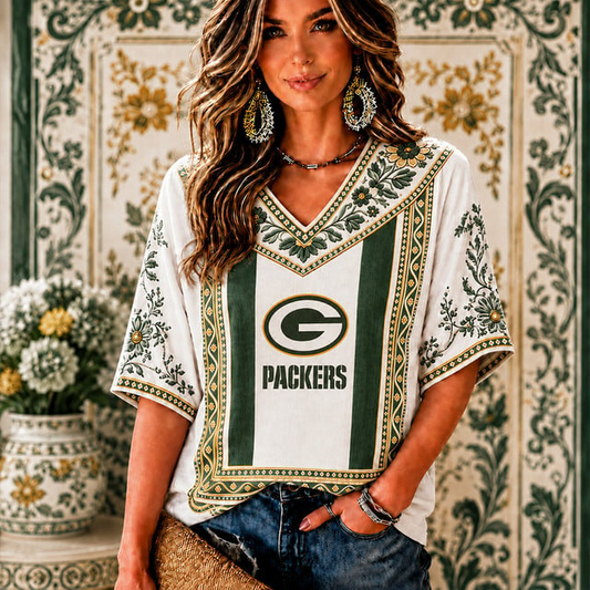 PREMIUM NFL X GBP EXCLUSIVE SILK V-NECK WOMAN SHIRT LIMITED EDITION
