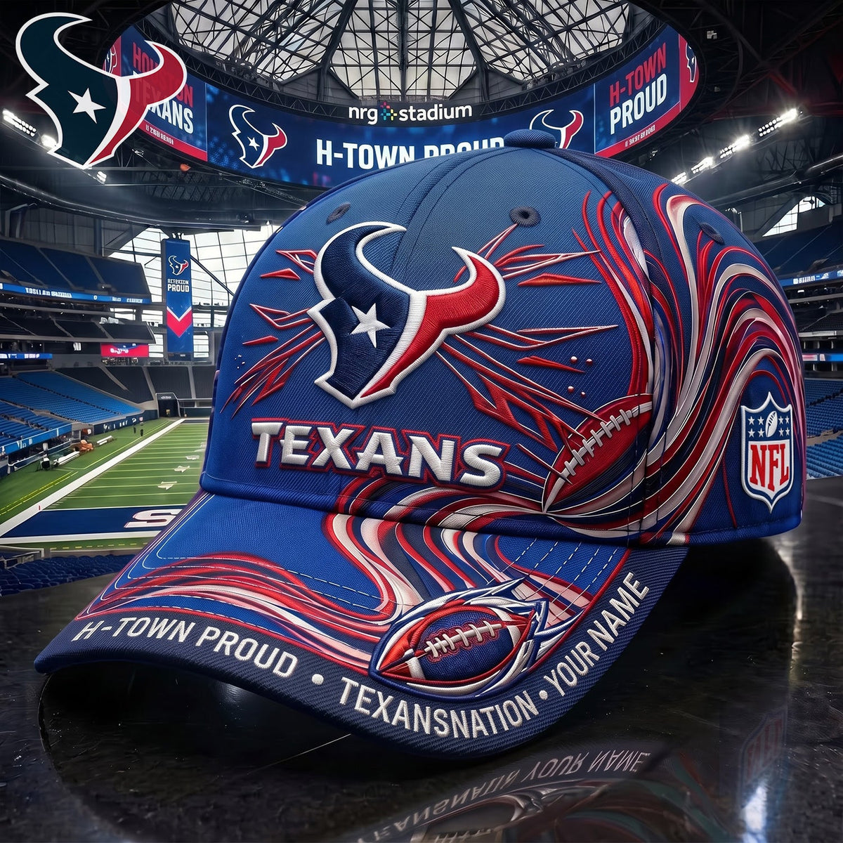 PREMIUM NFL X HOU EXCLUSIVE PERSONALIZED CAP FOR GAME DAY V3