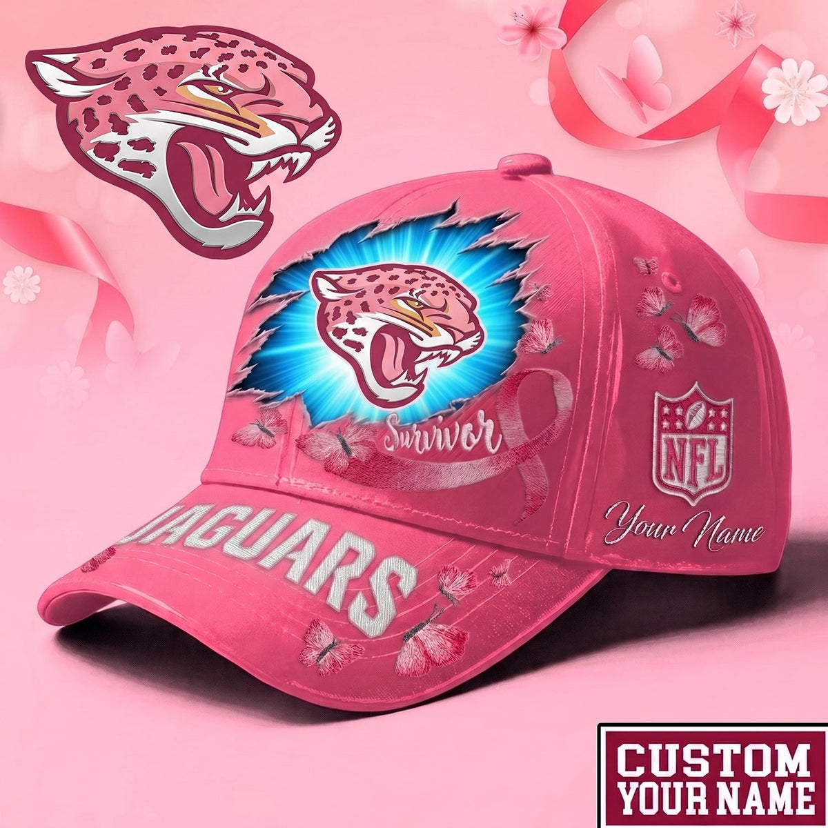 PREMIUM NFL X JAC Exclusive Breast Cancer SURVIOR CAP V3