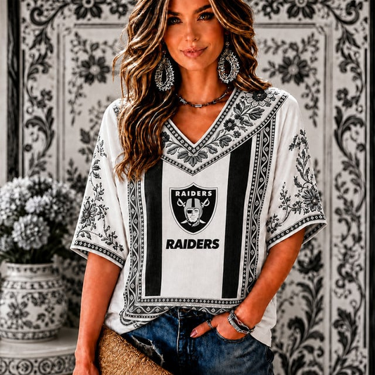 PREMIUM NFL X LVR EXCLUSIVE SILK V-NECK WOMAN SHIRT LIMITED EDITION