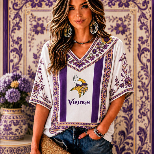 PREMIUM NFL X MV EXCLUSIVE SILK V-NECK WOMAN SHIRT LIMITED EDITION