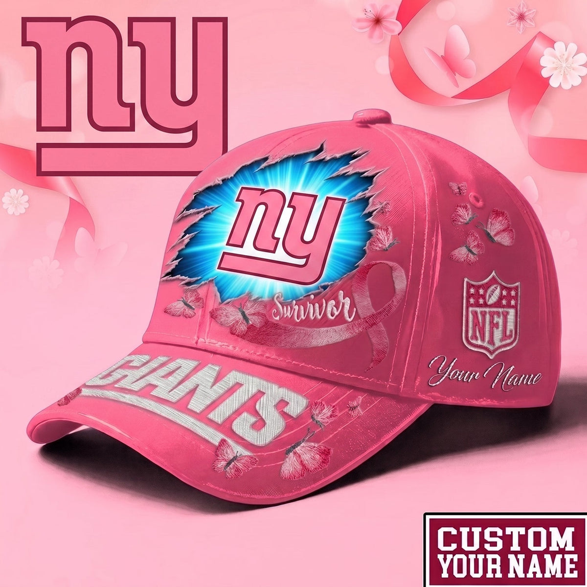 PREMIUM NFL X NYG Exclusive Breast Cancer SURVIOR CAP V3