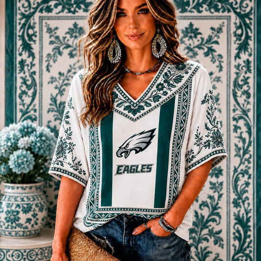 PREMIUM NFL X PE EXCLUSIVE SILK V-NECK WOMAN SHIRT LIMITED EDITION