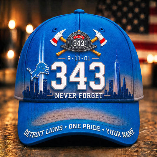 PREMIUM NFL x DET EXCLUSIVE PERSONALIZED 911 Never Forget 343 Firefighter Memorial Cap