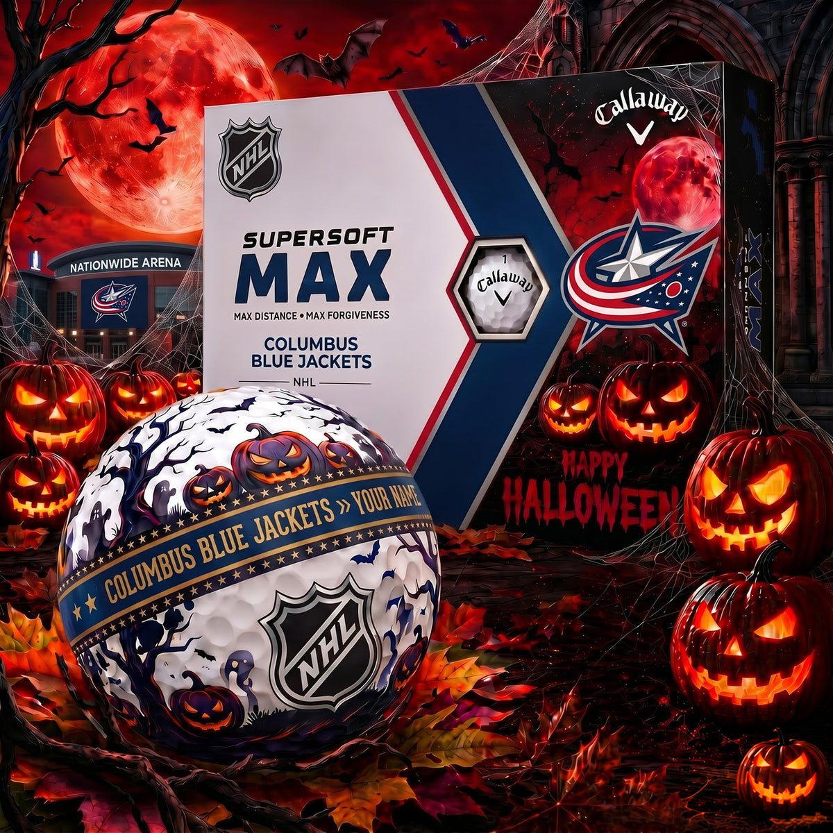PREMIUM NHL X CBJ SPOOKY SEASON PERSONALIZED GOLF BALL V3 COLLECTION