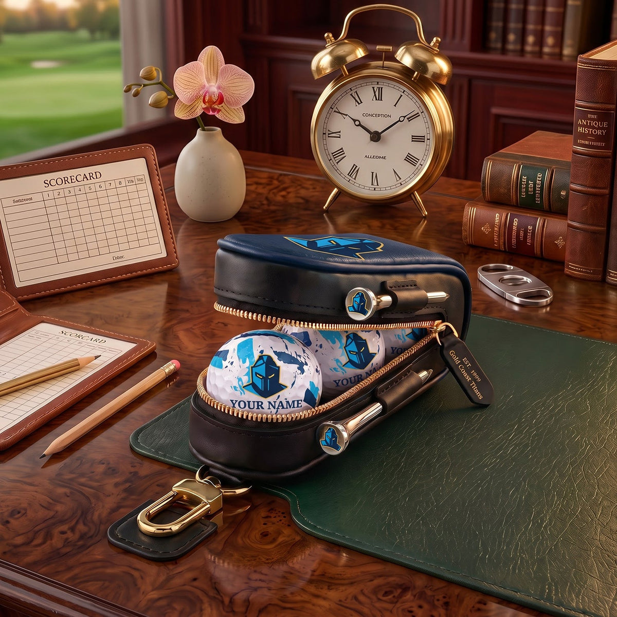 PREMIUM NRL X GCT DELUXE LEATHER GOLF POUCH FOR TOURNAMENT
