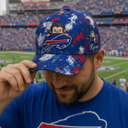 Premium NFL x BUF Curious George Custom Name Classic Cap For Passionate Game Day Fans