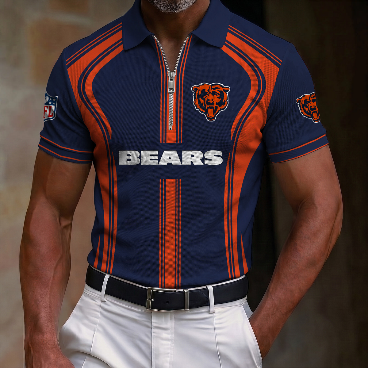 Premium NFL x CHI Quarter-Zip Polo Shirt