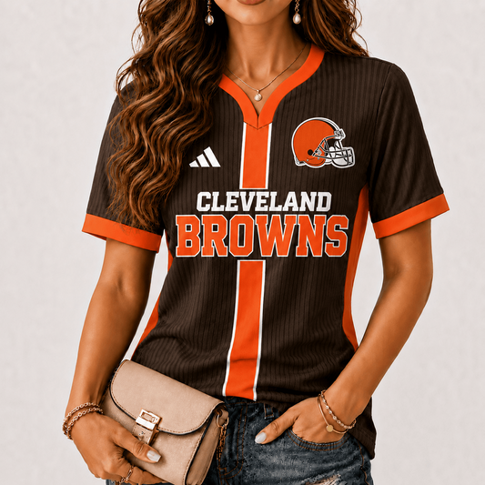 Premium NFL x CLE Game Day Women V-Neck Short Sleeve