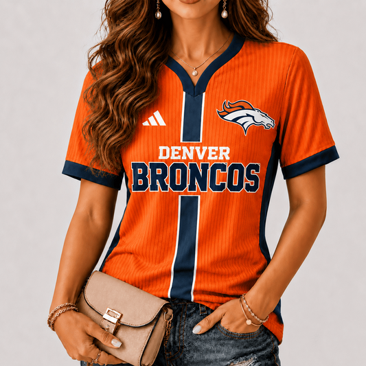 Premium NFL x DEN Game Day Women V-Neck Short Sleeve