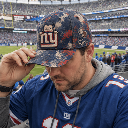 Premium NFL x NYG Curious George Custom Name Classic Cap For Passionate Game Day Fans