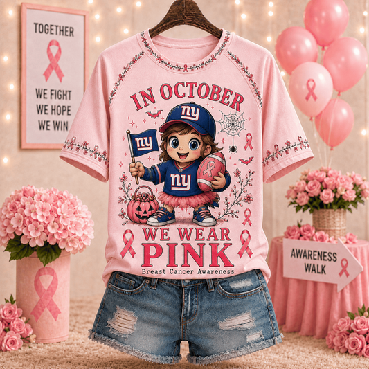 Premium NFL x NYG In October We Wear Pink V-neck