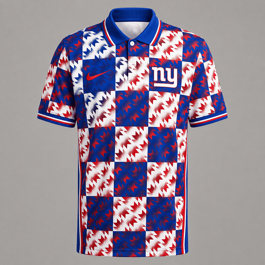Premium NFL x NYG Menƒ??s Retro Geometric Pattern Polo Shirt