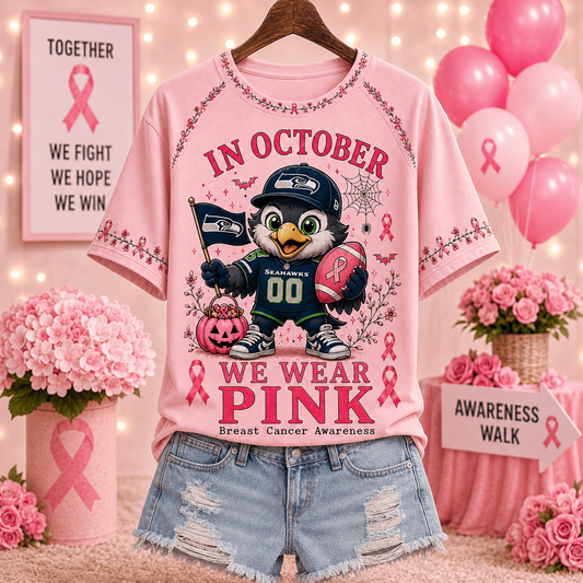 Premium NFL x SEA In October We Wear Pink V-neck