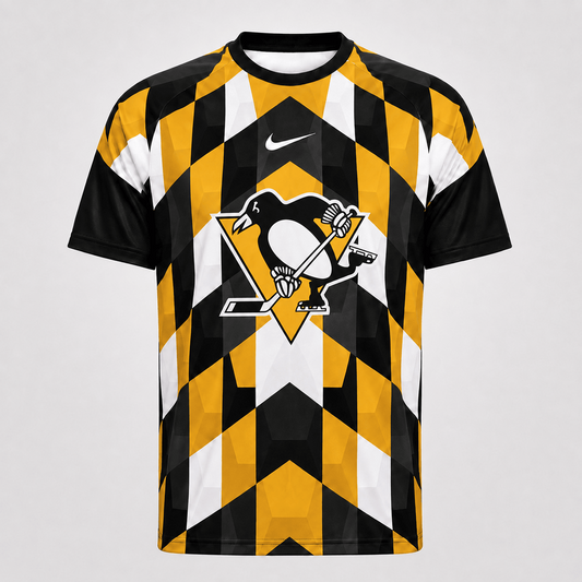 Premium NHL x PIT Vintage Diamond Grid Hockey T-Shirt