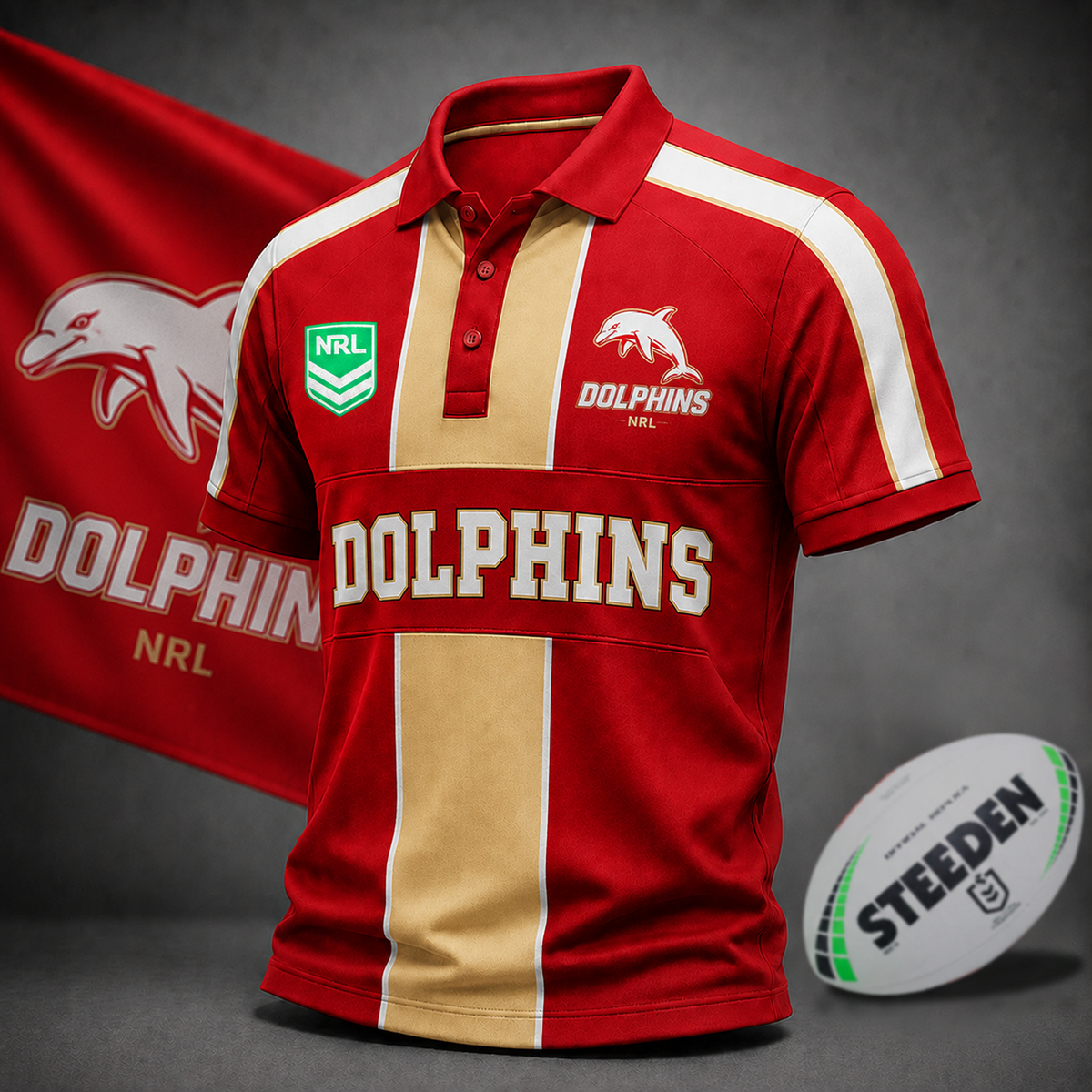 Premium NRL x DOL Heritage Stripe Rugby Polo Shirt