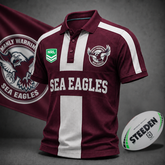 Premium NRL x MAN Heritage Stripe Rugby Polo Shirt