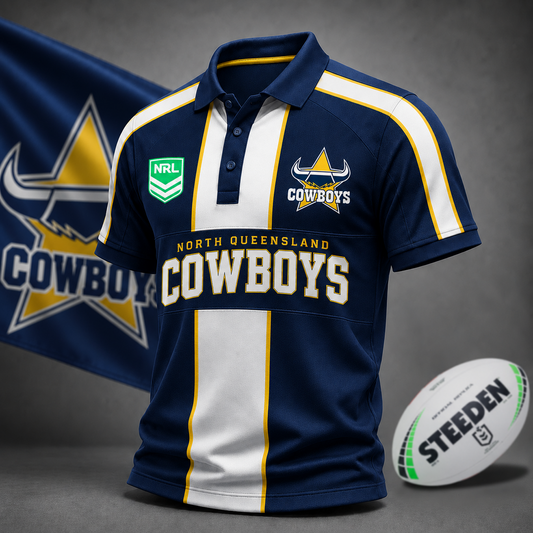 Premium NRL x NQL Heritage Stripe Rugby Polo Shirt