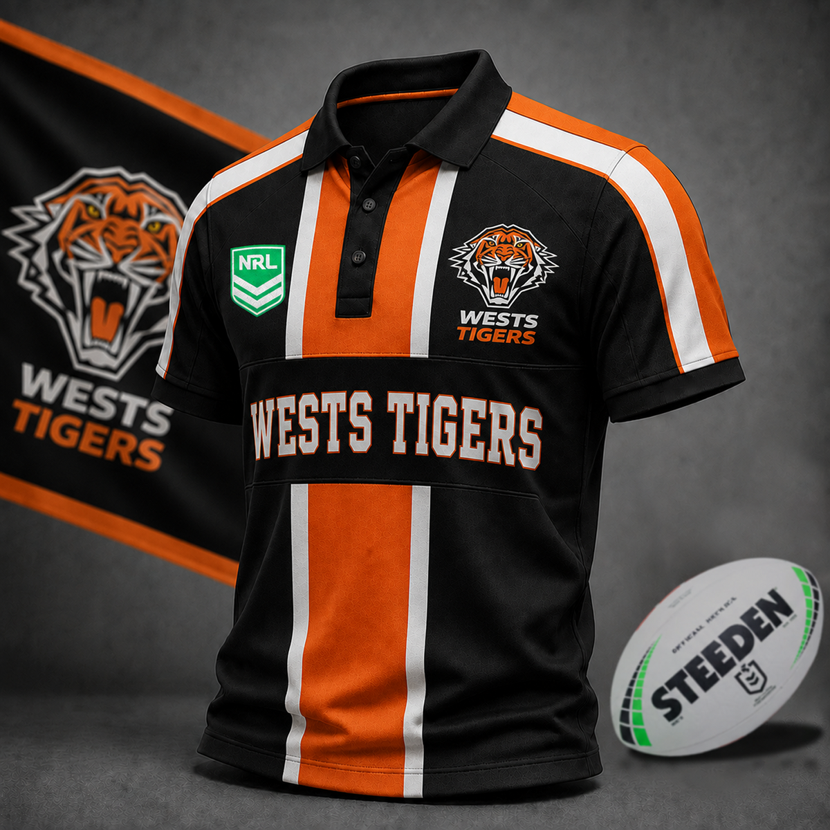 Premium NRL x WT Heritage Stripe Rugby Polo Shirt