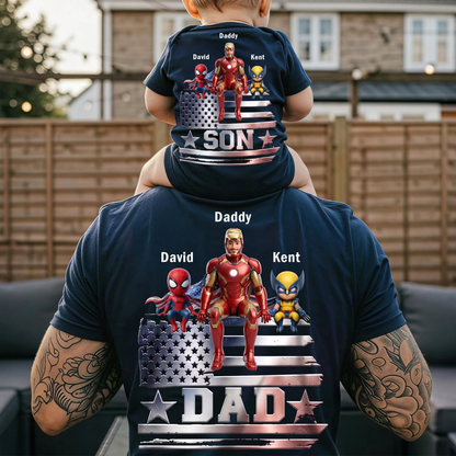Premium Personalized Daddy and Son Superhero Shirt V1 NMD TTV