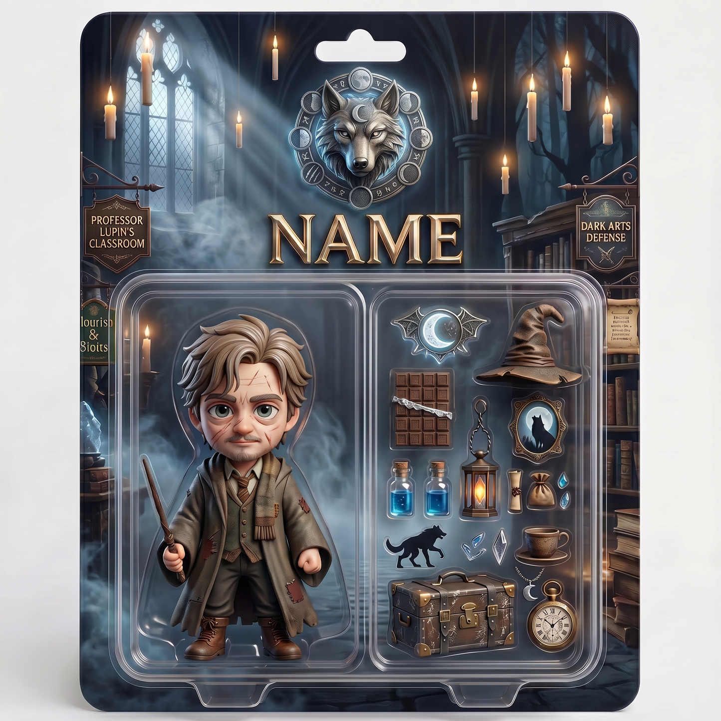 Custom Wizard Photo Plaque For Fans, Personalized Magic School Action Figure Plaque, Custom Name Fantasy Collectible Display, Personalized Fan Gift For Him BQH