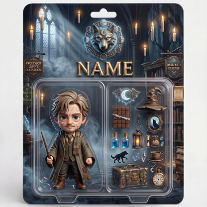 Custom Wizard Photo Plaque For Fans, Personalized Magic School Action Figure Plaque, Custom Name Fantasy Collectible Display, Personalized Fan Gift For Him BQH