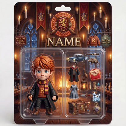 Custom Wizard Photo Plaque For Fans, Personalized Magic School Action Figure Plaque, Custom Name Fantasy Collectible Display, Personalized Fan Gift For Him BQH