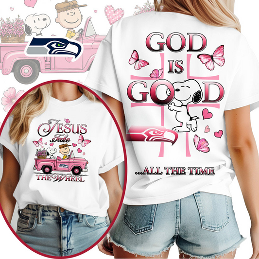 SEA x NFL Jesus Take The Wheel God Is Good 3D Shirt