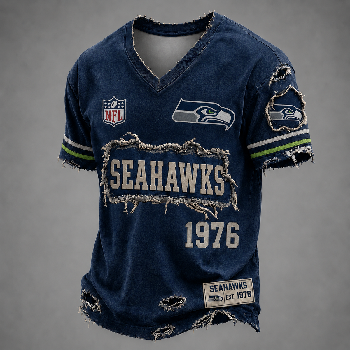 SEA x NFL LUXURY V-Neck T-Shirt 3005 DatND DVT