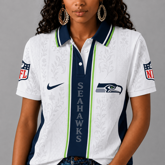 SEA x NFL Premium Floral Elegance Polo Shirt
