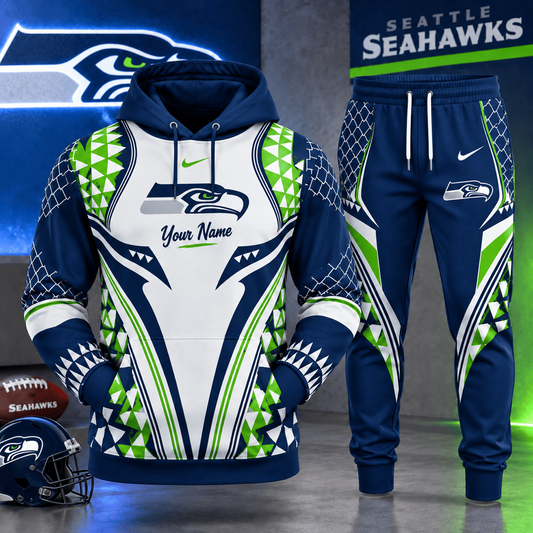 SEA x NFL Premium Football Graphic Hoodie & Jogger Set Fan Game Day Sportswear Outfit