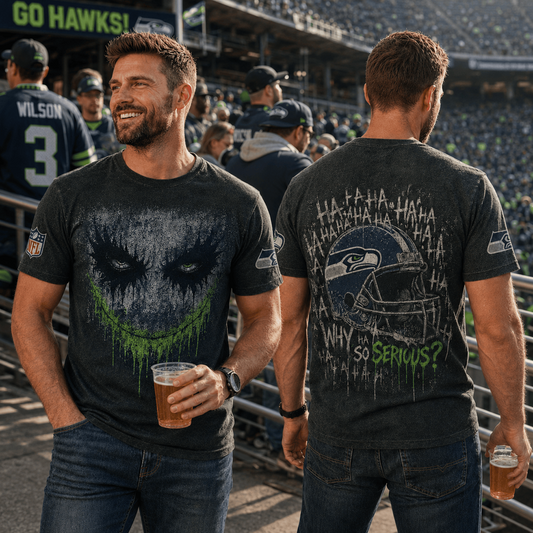SEA x NFL Premium Joker 3D T-Shirt For Football Fans Loving Dark Aesthetic