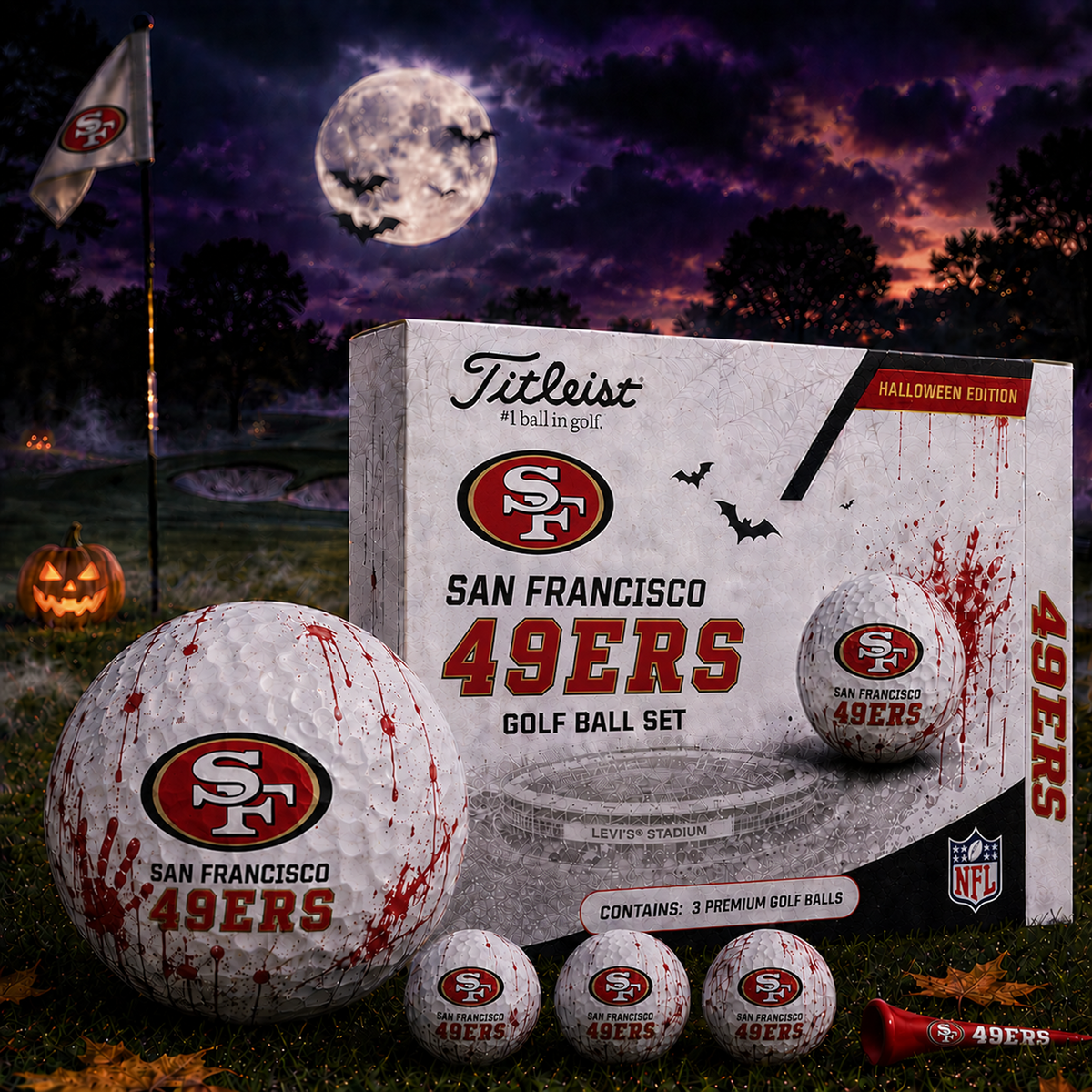 SF x NFL Halloween Edition Golf Ball Set  3 Premium Golf Balls