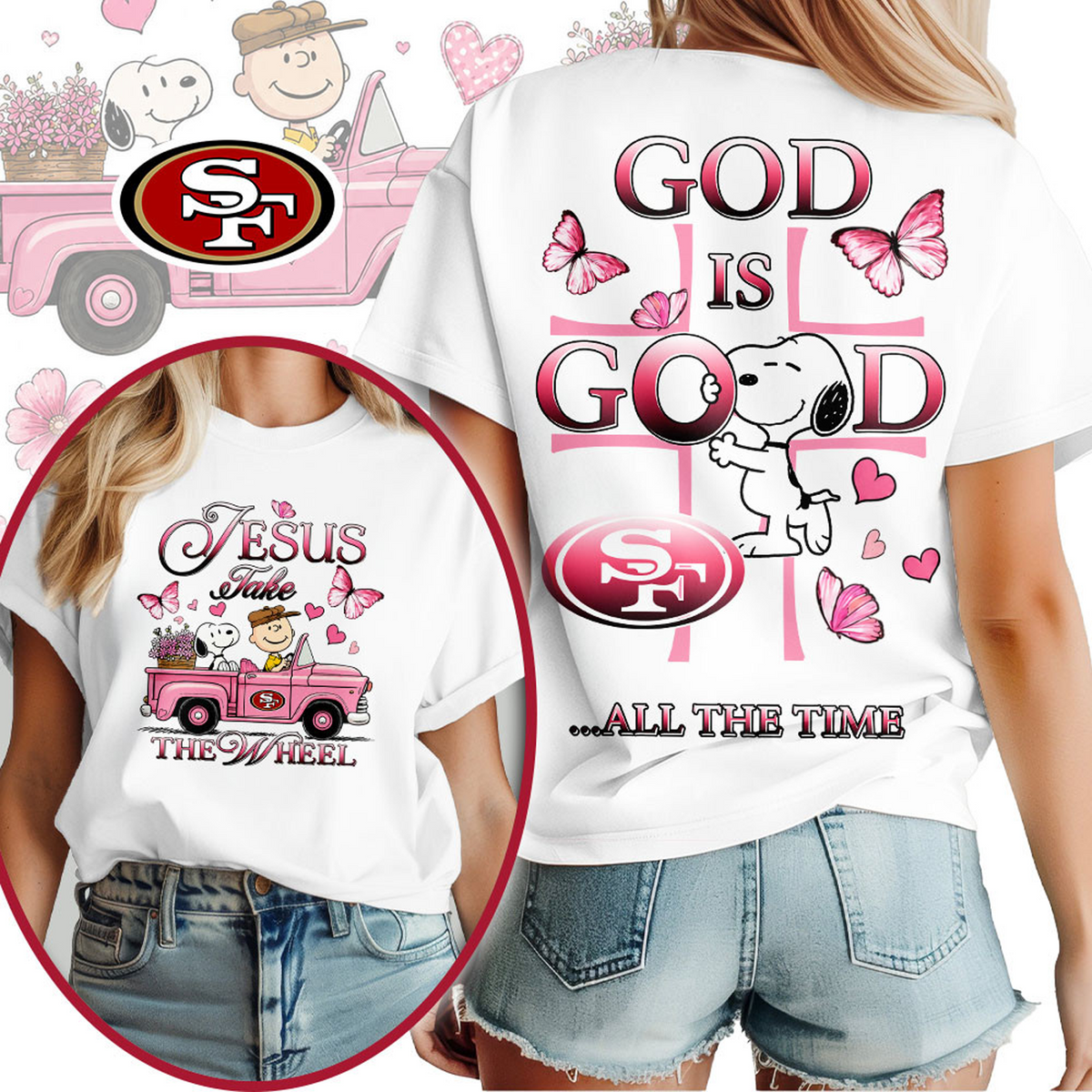 SF x NFL Jesus Take The Wheel God Is Good 3D Shirt