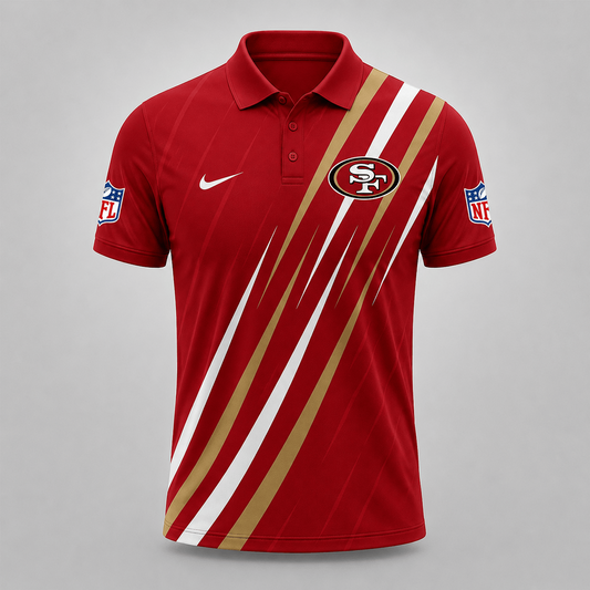 SF x NFL Premium Athletic Stripe Polo Shirt