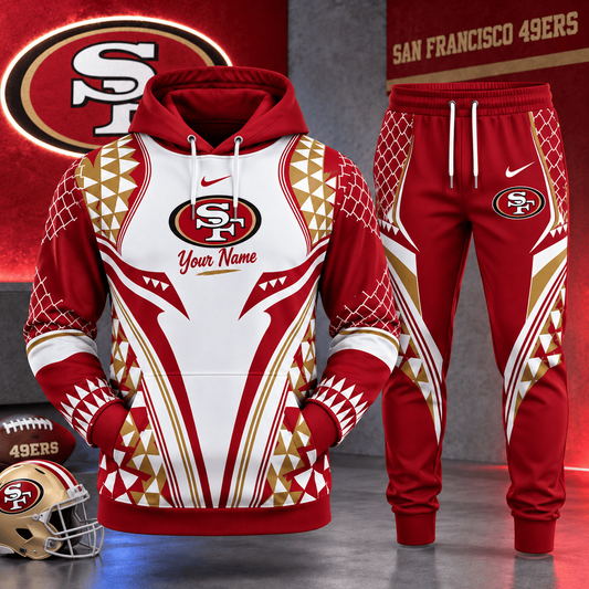 SF x NFL Premium Football Graphic Hoodie & Jogger Set Fan Game Day Sportswear Outfit