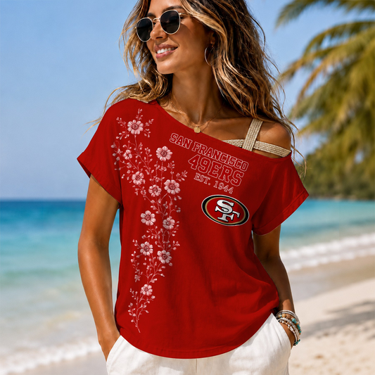 SF x NFL Slouchy Off-Shoulder T-Shirt