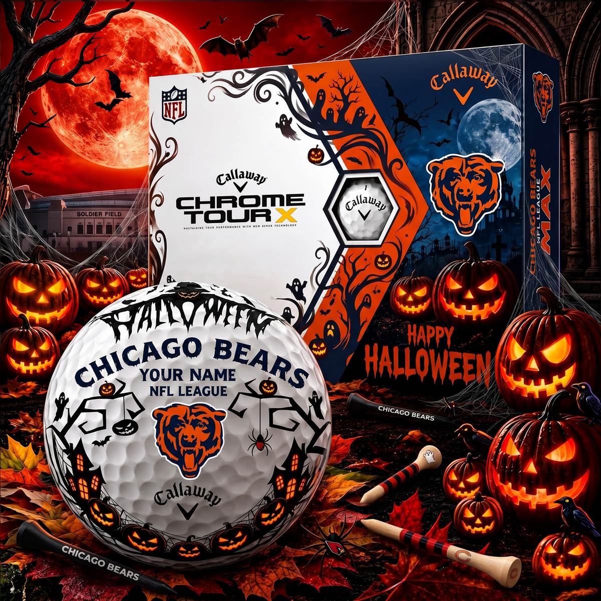SIGNATURE NFL X CB EXCLUSIVE PERSONALIZED  HALLOWEEN HORROR FAIRWAY GOLF BALL COLLECTION