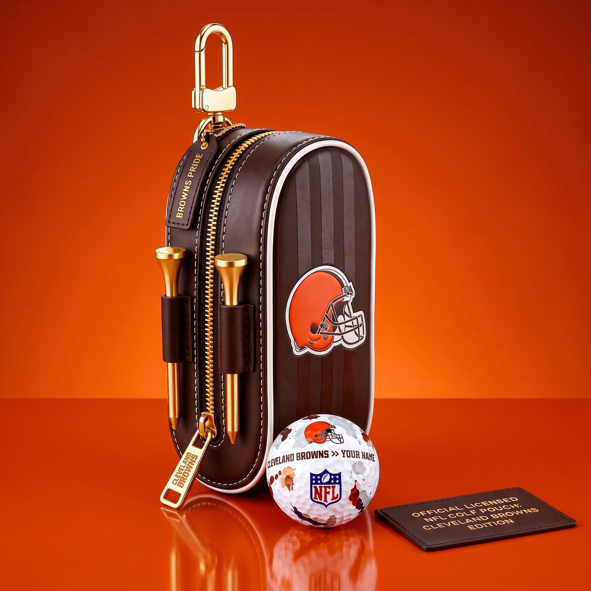 SIGNATURE NFL X CLE DELUXE LEATHER  GOLF POUCH FOR TOURNAMENT