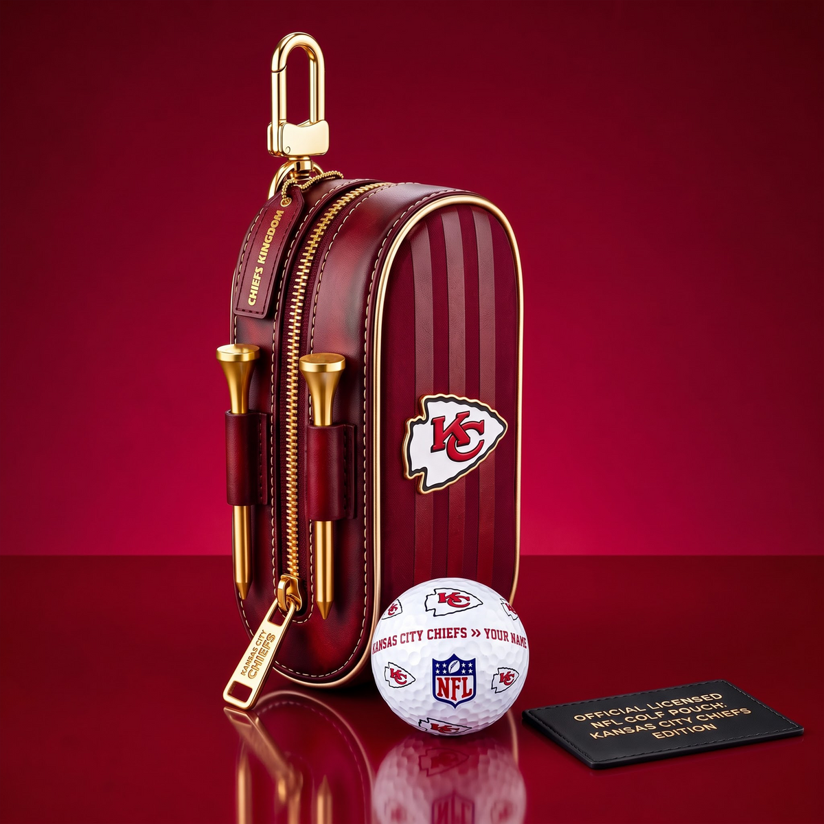 SIGNATURE NFL X KCC DELUXE LEATHER  GOLF POUCH FOR TOURNAMENT