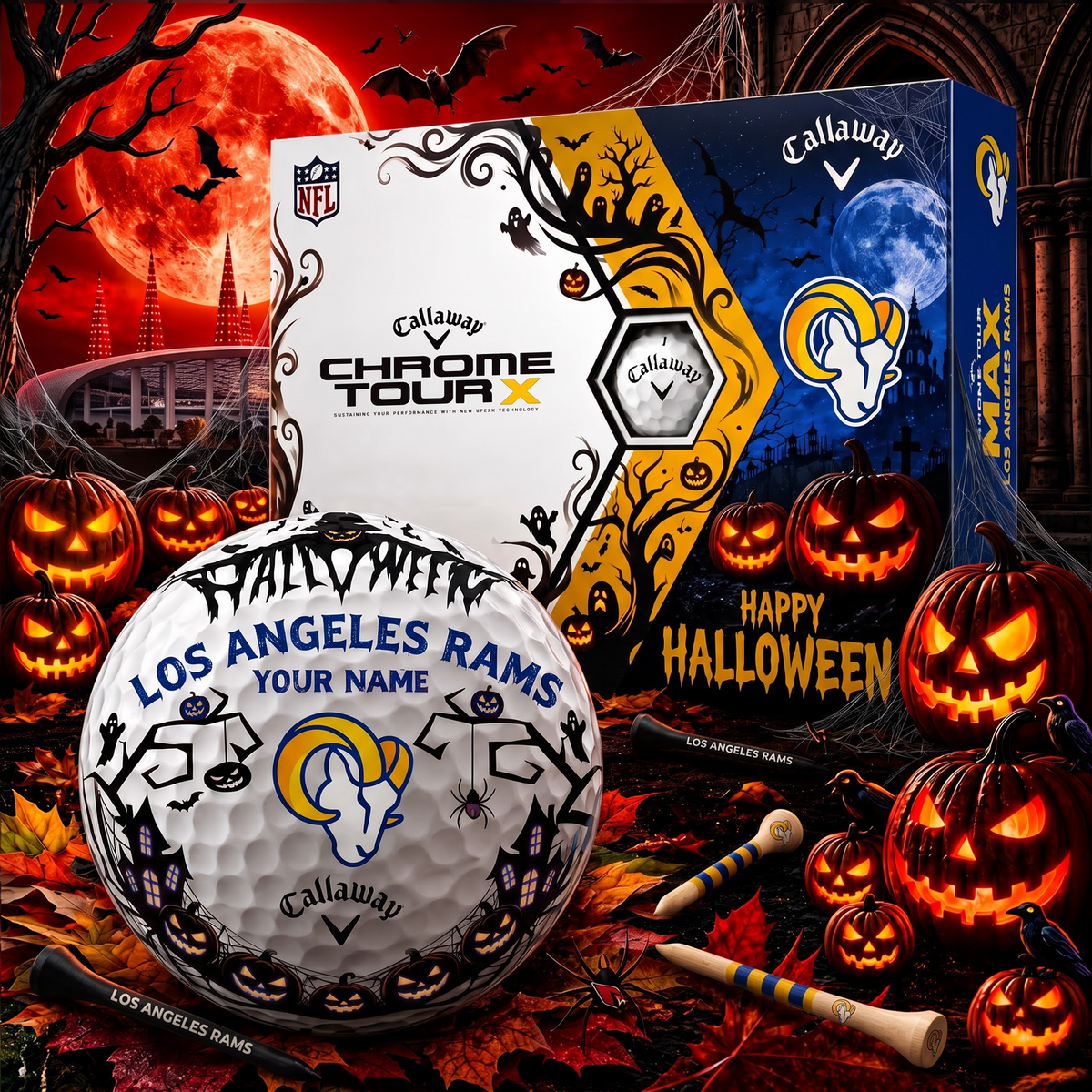 SIGNATURE NFL X LAR EXCLUSIVE PERSONALIZED  HALLOWEEN HORROR FAIRWAY GOLF BALL COLLECTION