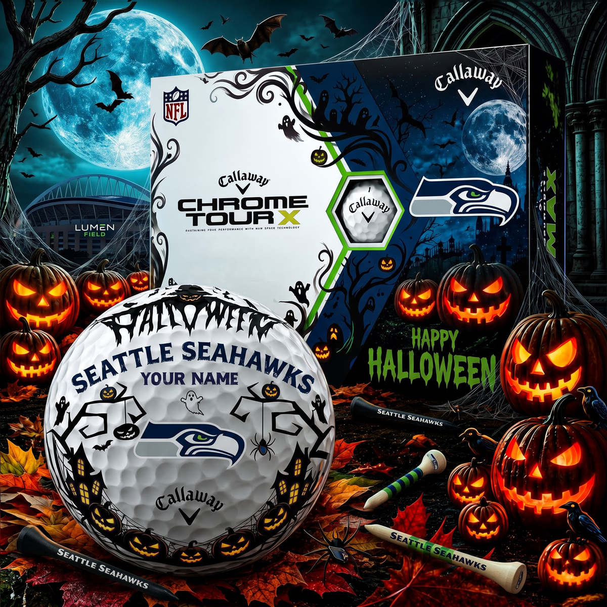SIGNATURE NFL X SS EXCLUSIVE PERSONALIZED  HALLOWEEN HORROR FAIRWAY GOLF BALL COLLECTION