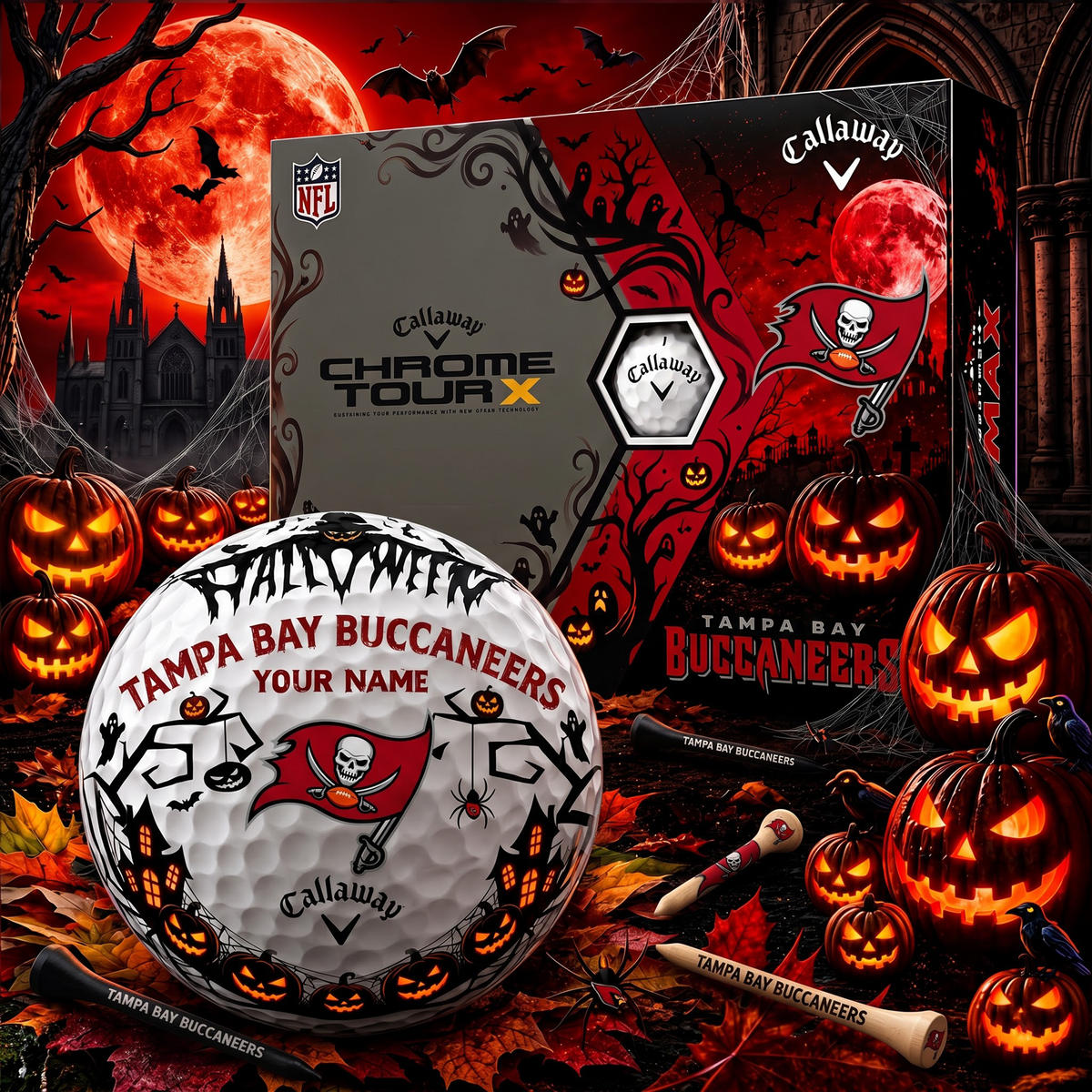 SIGNATURE NFL X TBB EXCLUSIVE PERSONALIZED  HALLOWEEN HORROR FAIRWAY GOLF BALL COLLECTION
